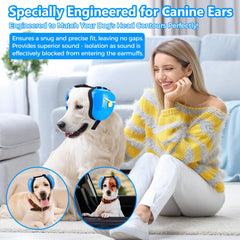 Famikako dog ear muffs blue adjustable band shows secure fit