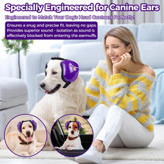 Famikako dog earmuffs purple bell detail close-up for stylish protection