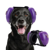 Famikako dog ear muffs purple large worn to reduce noise during storms and fireworks.