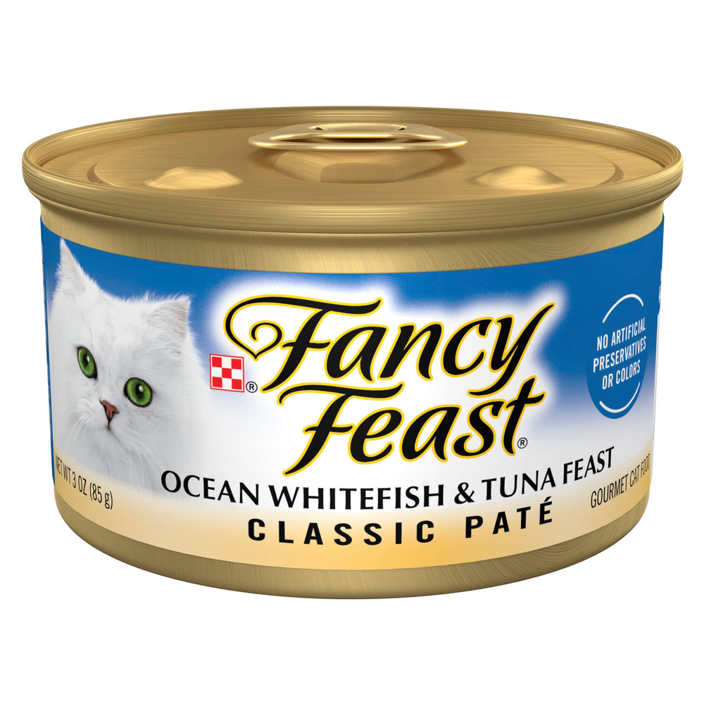 Fancy Feast classic ocean whitefish-tuna pate cans pack 24 for convenient meals