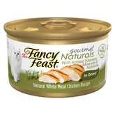 Fancy Feast Gourmet Naturals white meat chicken pack of 12 cans for easy feeding.