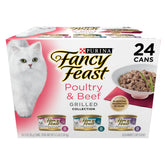 Fancy Feast Grilled Poultry and Beef Collection pack with 24 cans for variety meals.