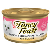 Fancy Feast Grilled Salmon and Shrimp Feast cans feature real salmon and shrimp in savory gravy for daily meals
