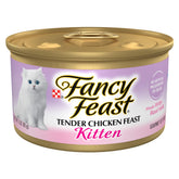 Fancy Feast kitten tender chicken can front view for easy feeding