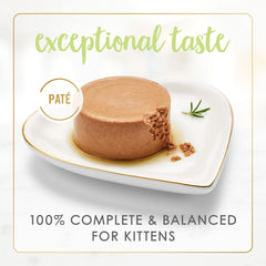 Fancy Feast Kitten Tender Turkey Feast serving bowl image demonstrates smooth pate easy on tiny teeth
