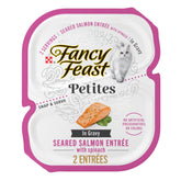 Purina Fancy Feast Petites salmón espinaca en salsa, porción individual práctica para gatos.