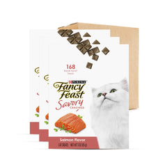 Fancy Feast Savory Cravings Salmon box ready for quick, easy snack moments.