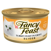 Fancy Feast Sliced Turkey Feast wet cat food can — tempting turkey slices in gravy for adult cats