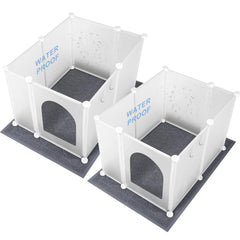 FanpBow litter box enclosure assembly shows quick setup for snug fit
