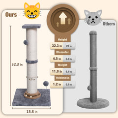 Fantasreen scratching post features a hanging pom pom for solo play.