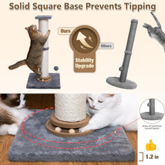 Fantasreen cat scratching post wrapped in thick natural sisal rope for scratching and grooming.
