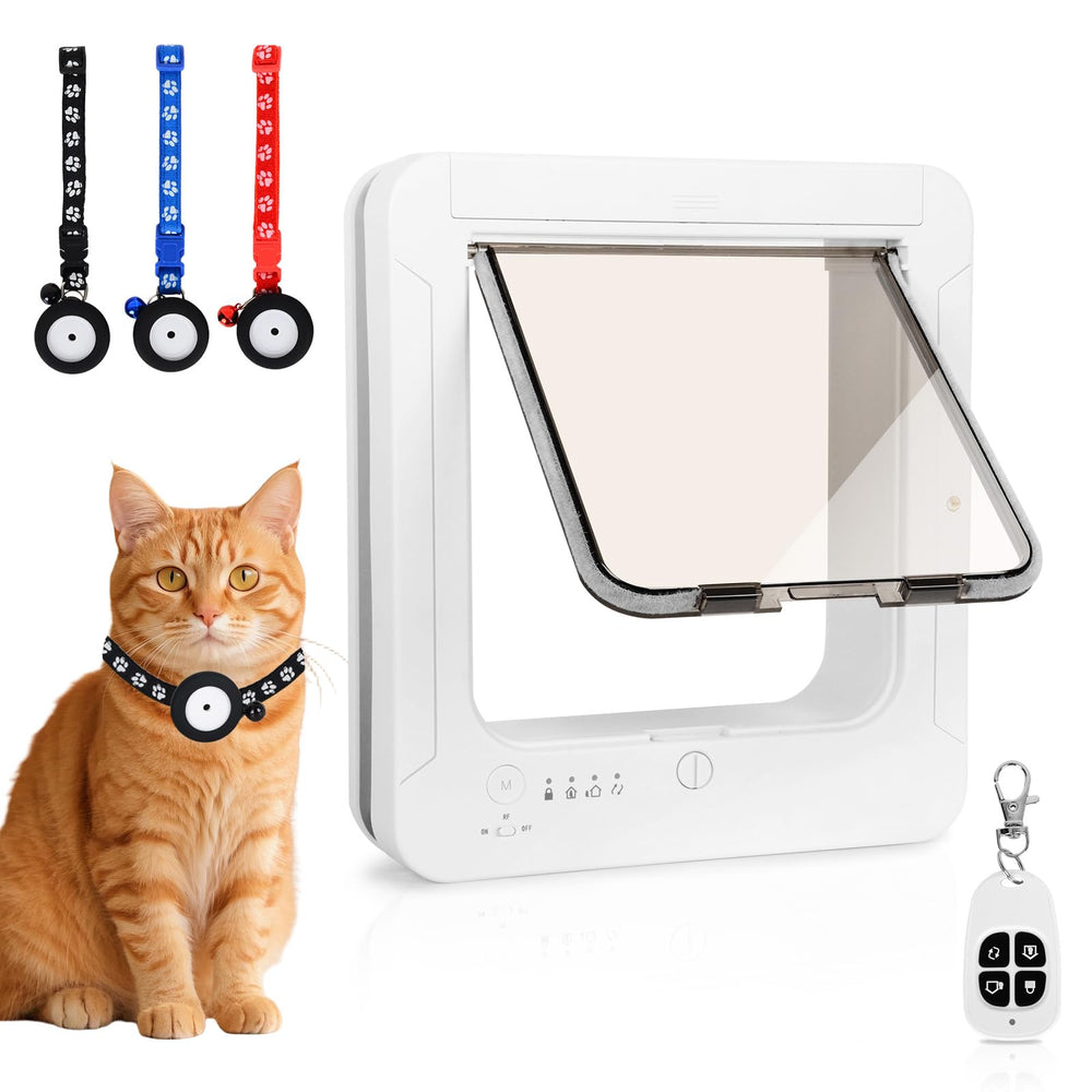 Fantspati smart cat door front view in white for interior/exterior use.