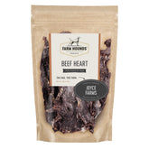 Farm Hounds beef heart jerky closeup highlighting a single-ingredient, high-protein dog treat