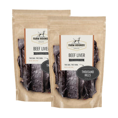 Farm Hounds Beef Liver Jerky pack-front with two 4oz bags for dog training rewards.