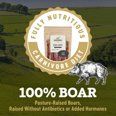 Farm Hounds Boars Strips jerky slices showcase natural flavor