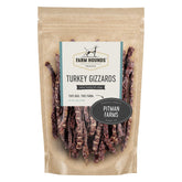 Farm Hounds turkey gizzards 4oz pack shown for quick break-to-size training rewards.