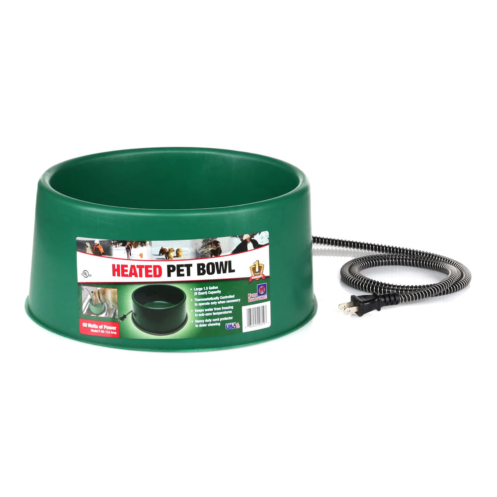 Farm Innovators heated water bowl front view for winter pet hydration