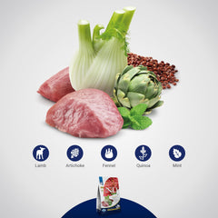Farmina Digestion Lamb ingredients label featuring lamb and quinoa