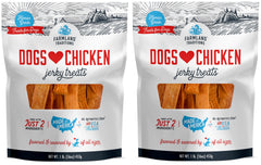 Farmland Traditions chicken jerky pack-1 shows premium protein for dogs during training
