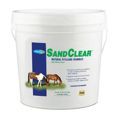 Farnam SandClear psyllium crumbles bag close-up highlighting digestive-support formula.