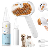 FASHIONARI Pet Steam Brush side view, compact grooming tool for quick on-the-go brushing.