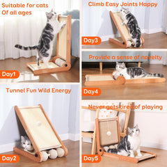 FathiSooc triangular-hideout 3-transformable shapes cat scratching post creates cozy hideaway.