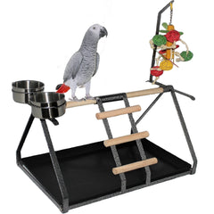 FDC parrot perch table top stand with sturdy metal and wood for secure perching