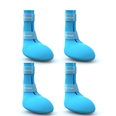 Fdceligoo rubber dog boots blue side view protect paws during outdoor adventures.