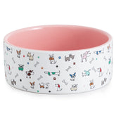 FE FUN ELEMENTS ceramic dog bowl pink pattern, easy-clean surface for small dogs.