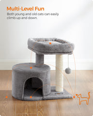 Feandrea Cat Tree Tower cuddle cave offers comfy hideaway and security.