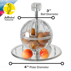 Featherland Paradise Buffet Ball in action showing treat-dispensing capability for interactive play.