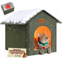 Fecuria insulated outdoor cat house front view showing weatherproof design for warmth