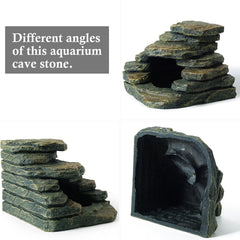 FEDOUR aquarium hippon cave provides textured shelter and a natural hideout among tank decor.