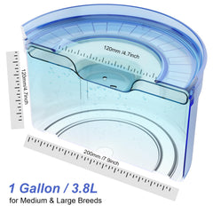 Feedoo Serenity Blue no-spill lid demonstrates anti-dig design reducing spills.