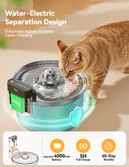 FEELNEEDY wireless cat water fountain demonstrates three smart drinking modes for cats.