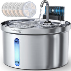 FEELNEEDY wireless cat water fountain front view for fresh hydration