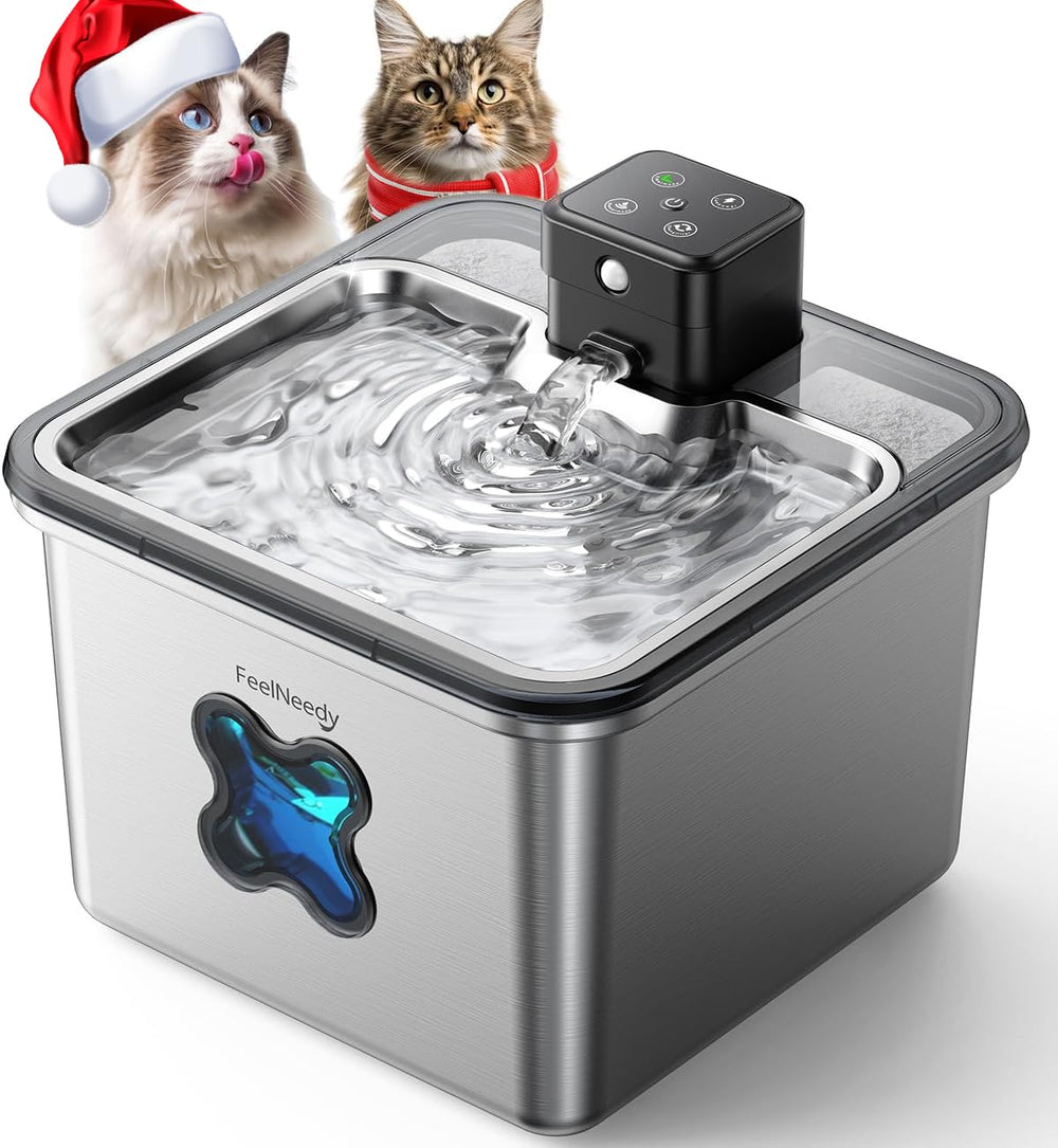 FEELNEEDY Cat Water Fountain cordless with Visual Filter Window for easy status checks