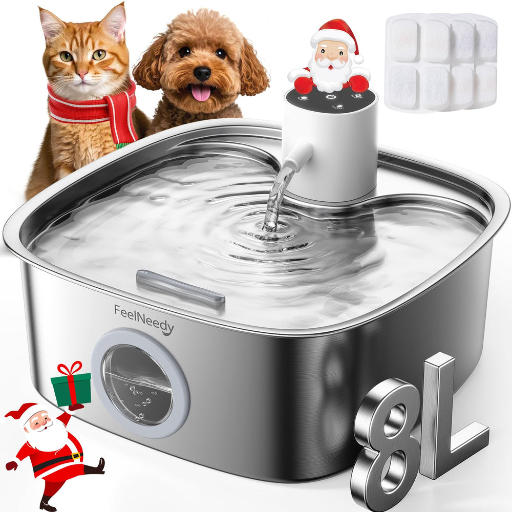 Feelneedy cordless dog water fountain front view showing compact, space-saving design for easy placement