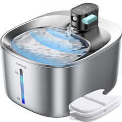 FEELNEEDY wireless cat water fountain pump closeup showing quiet operation for peaceful nights