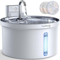 FEELNEEDY wireless cat water fountain unit enables cordless setup for flexible placement.