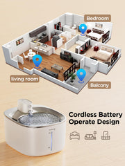 FEELNEEDY wireless operation demonstrates cordless setup for flexible pet drinking spots