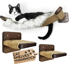 FELINE&ME cat wall hammock with plush cushion offers cozy lounging and space saving.