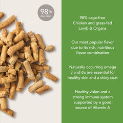Feline Natural grass-fed lamb and green-lipped mussels ingredient image emphasizing whole-protein nutrition.