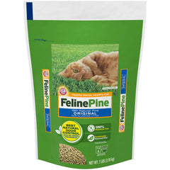 Feline Pine Original bag front shows lightweight, natural odor control