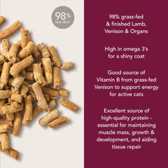 Feline Natural lamb-venison-organ blend ingredients highlight complete nutrition