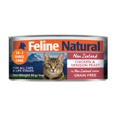 Feline Natural New Zealand chicken-venison feast can, high-protein meal option.