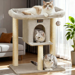 Feliskyn cat tree tower for indoor large cats provides a sturdy play space for climbing and scratching.