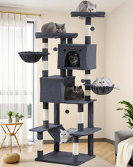 Feliskyn large cat tree with tower perches offers expansive lounging space for big cats.