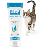 Felisyl L-Lysine Gel bottle with salmon flavor supports feline immune health.