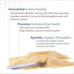 Felisyl L-Lysine granules powder close-up shows fine texture for meals.